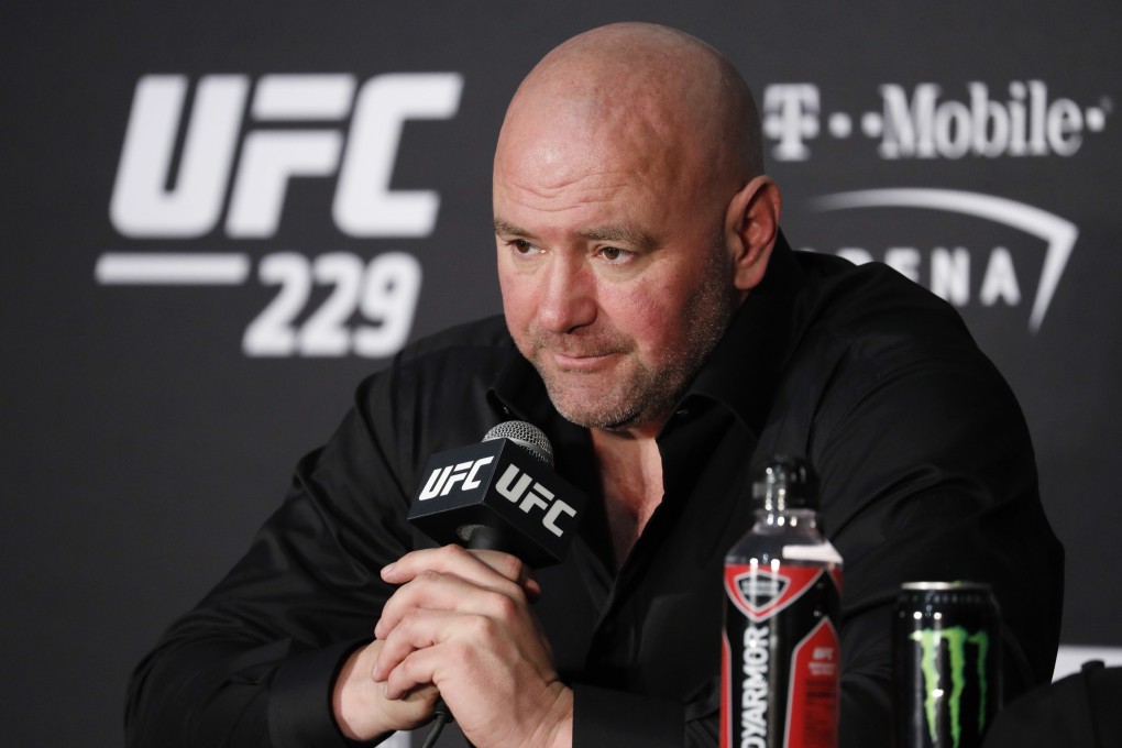 Dana White speaks at a news conference after UFC 229. Photo: AP