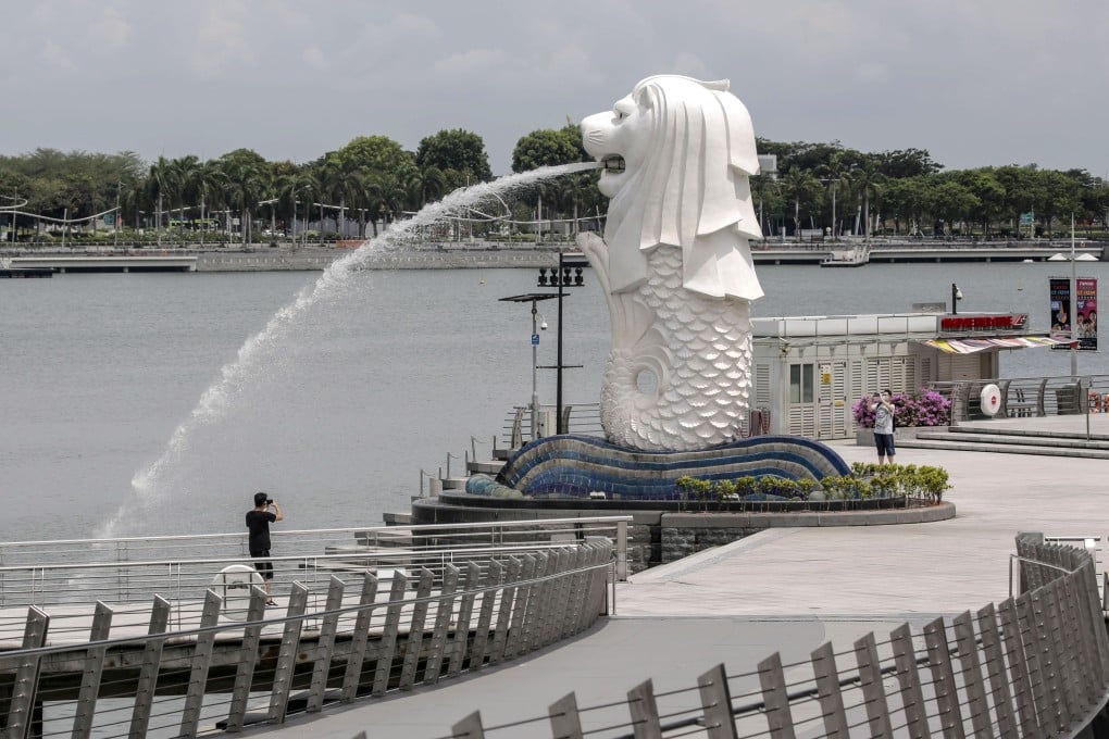 The Merlion statue in Singapore’s Merlion Park pictured on Monday. Photo: EPA