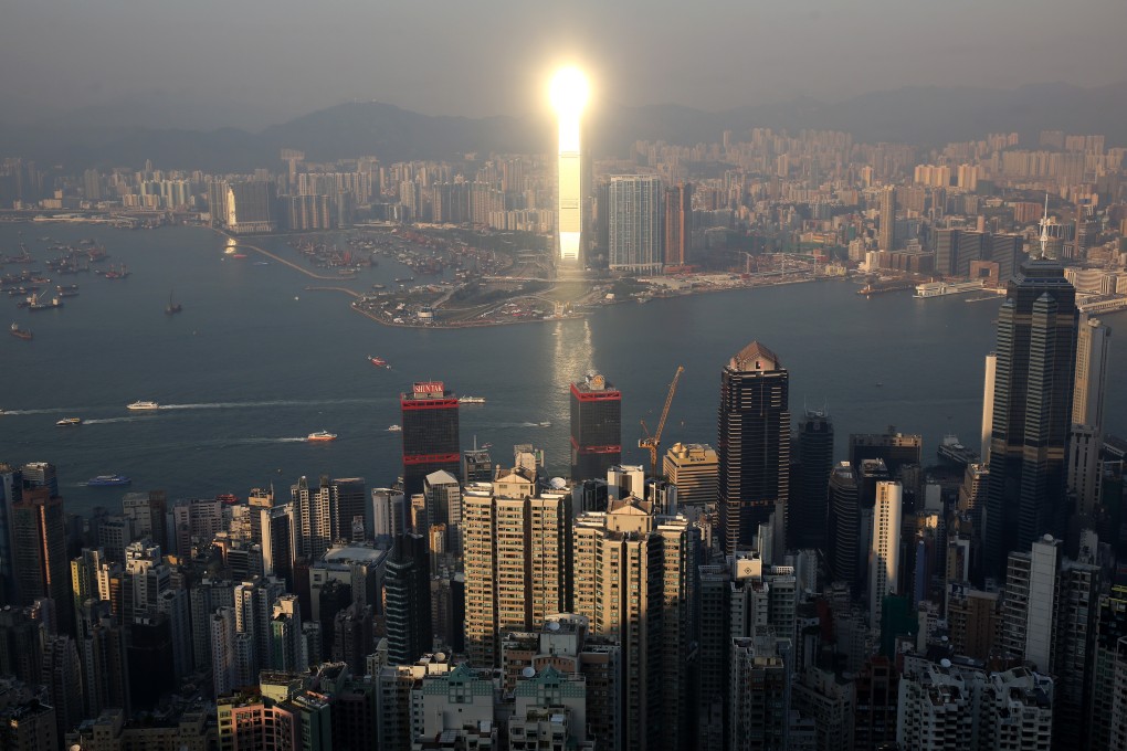 The evening skyline of Hong Kong’s central business district, where months of street protests and coronavirus pandemic have alerted real estate funds to seek out bargains. Photo: Handout