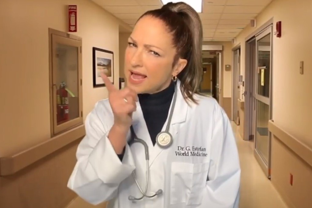 A screen grab from Gloria Estefan's “Put On Your Mask” video, sung to the tune of her 1980s hit “Get On Your Feet”. Photo: Gloria Estefan via Instagram