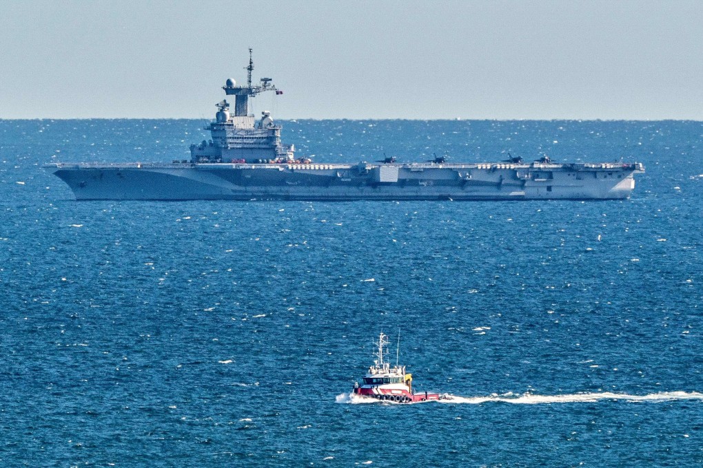 French aircraft carrier Charles de Gaulle off the coast of Denmark on March 29. Photo: Agence France-Presse
