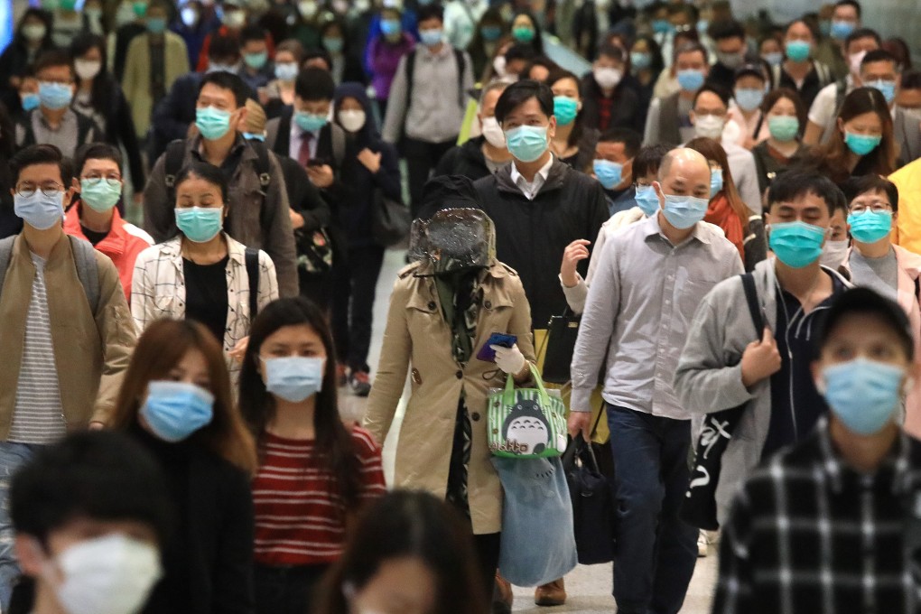 A crowd of commuters in face masks at the Hong Kong MTR station in Central on April 9. Tragic memories of Sars meant ordinary Hongkongers were on high alert early on against the coronavirus pandemic. Photo: May Tse