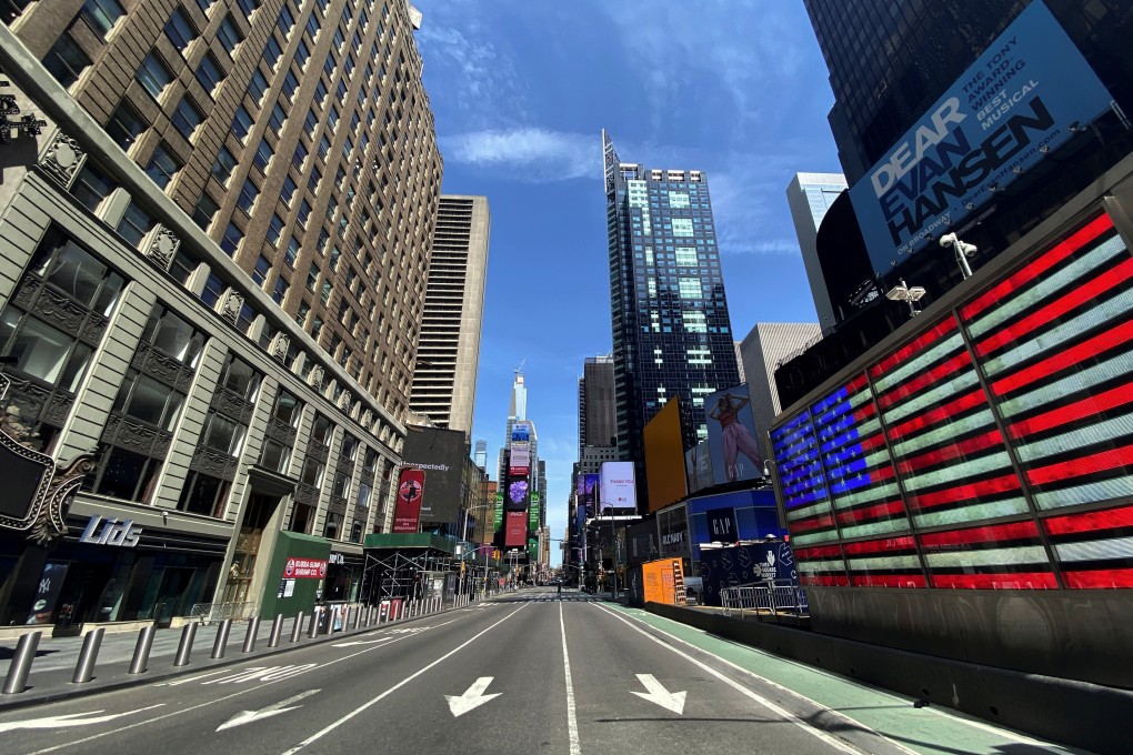 A nearly deserted street in Times Square on Tuesday. Photo: Reuters