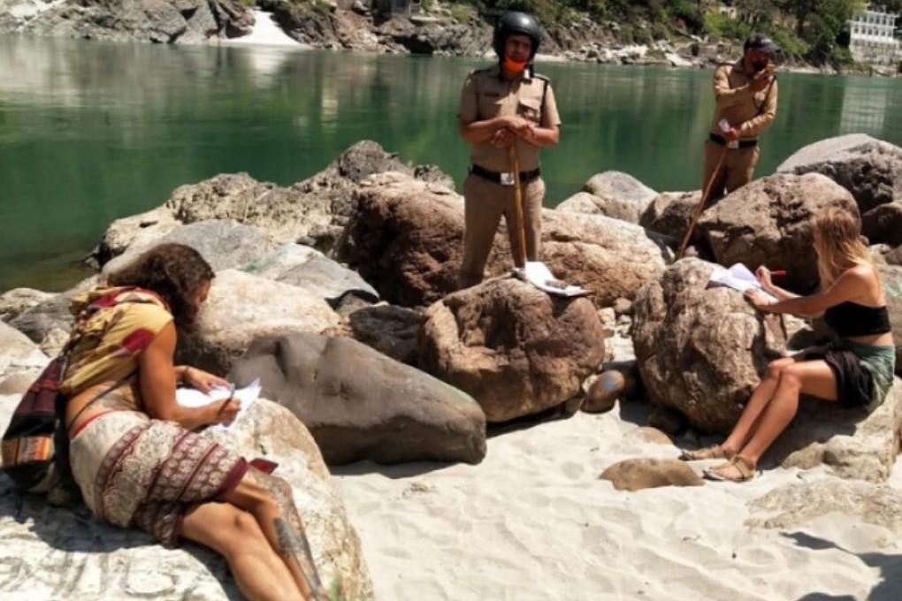 The visitors were caught taking a walk in northern India’s Rishikesh. Photo: Twitter