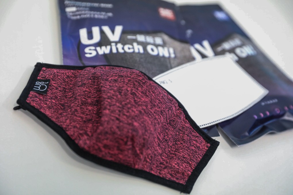 Hong Kong inventor Stark Chan told media on Monday he is producing reusable masks with a ‘photocatalytic coating’ that kills bacteria when triggered by UV light. Photo: May Tse