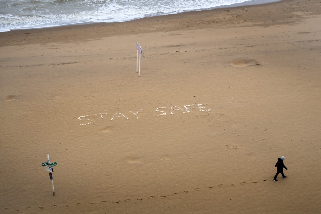 A ‘Stay Safe' message on the beach in Broadstairs, a seaside resort on the Kent coast, England. Photo: DPA