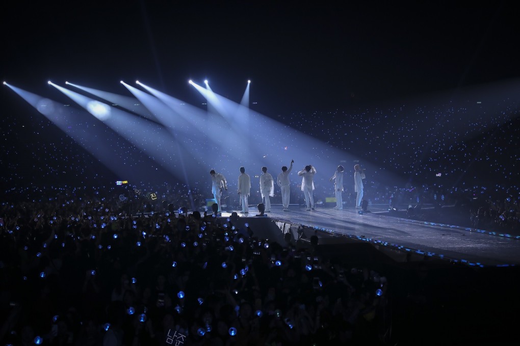 BTS on stage at one of the concerts in their Love Yourself World Tour. Unable to perform for now because of the coronavirus, BTS are hosting a free video streaming festival this weekend.