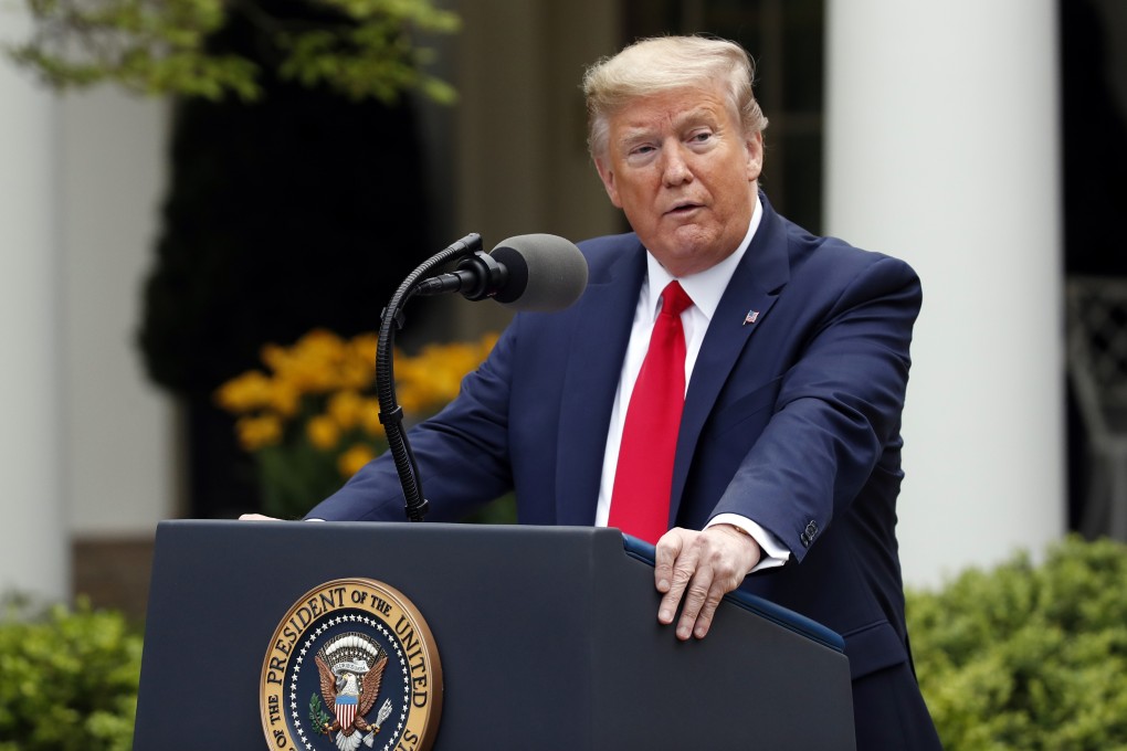 US President Donald Trump speaks in the Rose Garden of the White House on Tuesday. Photo: AP