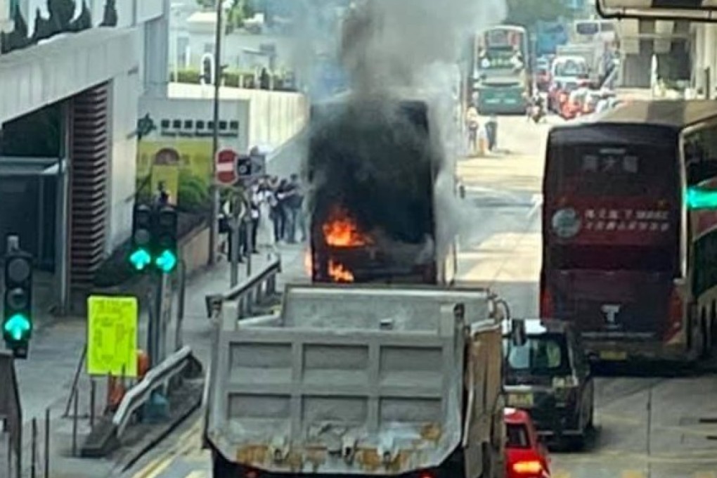 The bus blaze broke out on Waterloo Road in Kowloon Tong. Photo: Handout