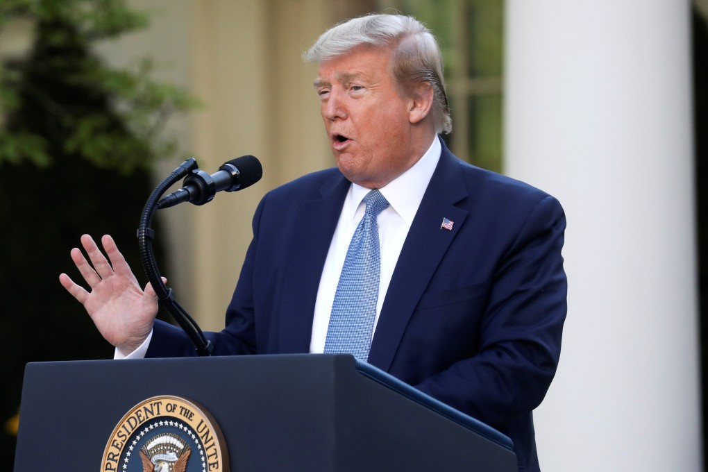 US President Donald Trump speaks at a press briefing in the White House Rose Garden on Wednesday. Photo: Reuters