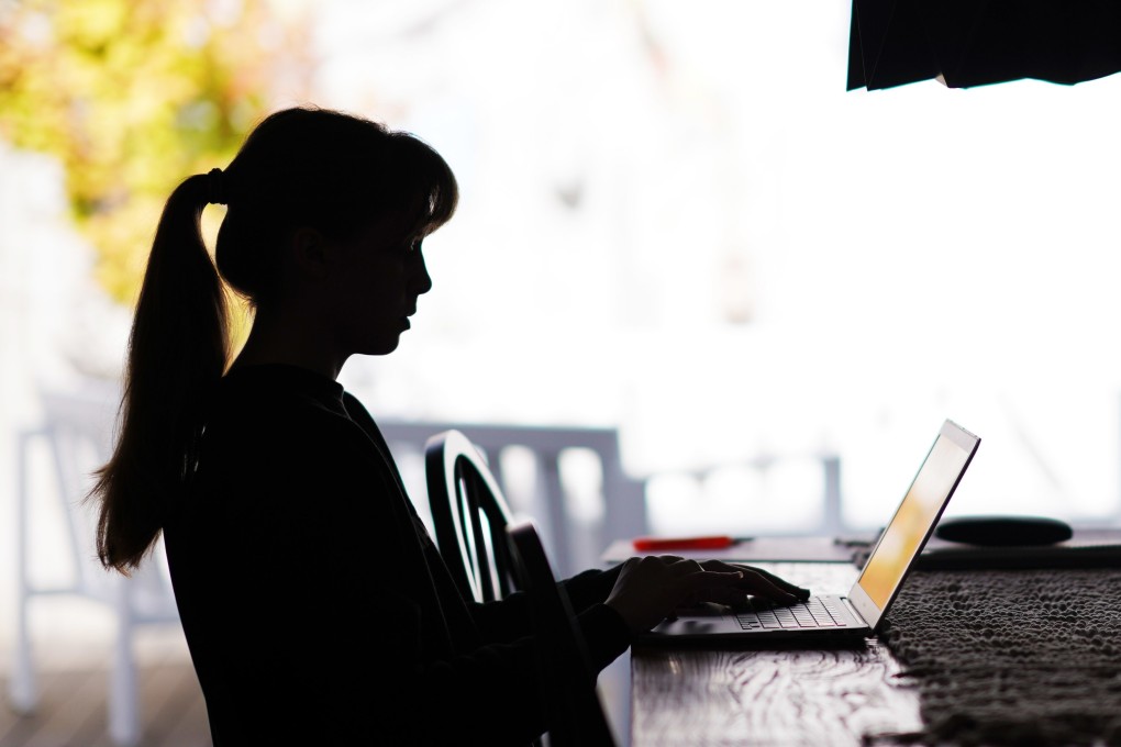 A secondary student takes part in her online class from her home in Melbourne. Photo: dpa