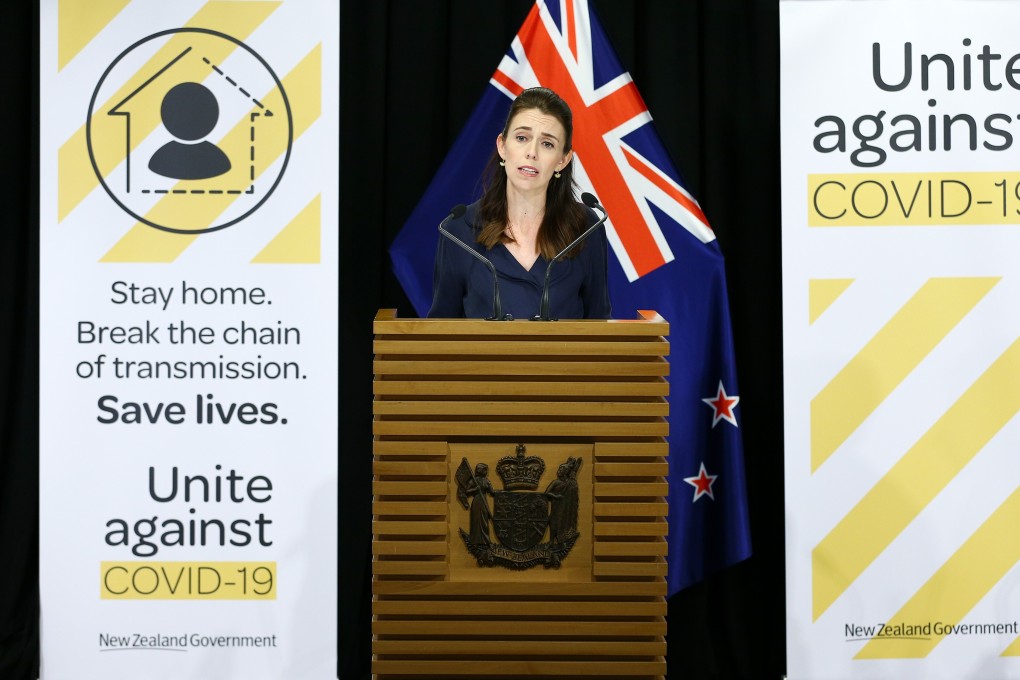 New Zealand’s Prime Minister Jacinda Ardern gives a Covid-19 update to media on April 5. Photo: Xinhua
