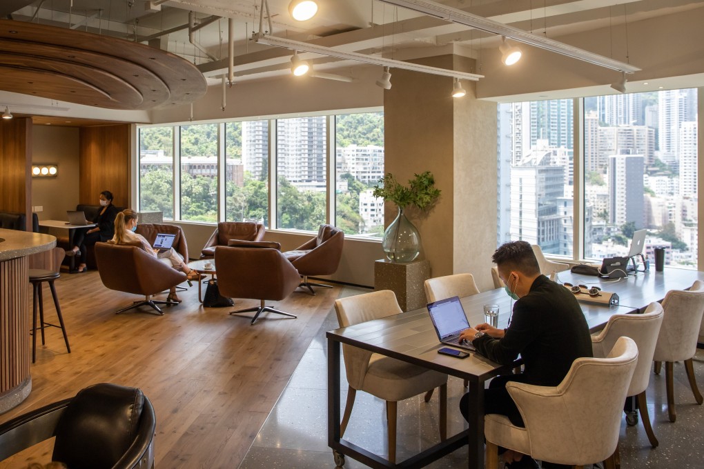 People wearing protective masks in a shared workspace in Hong Kong. Photo: Bloomberg
