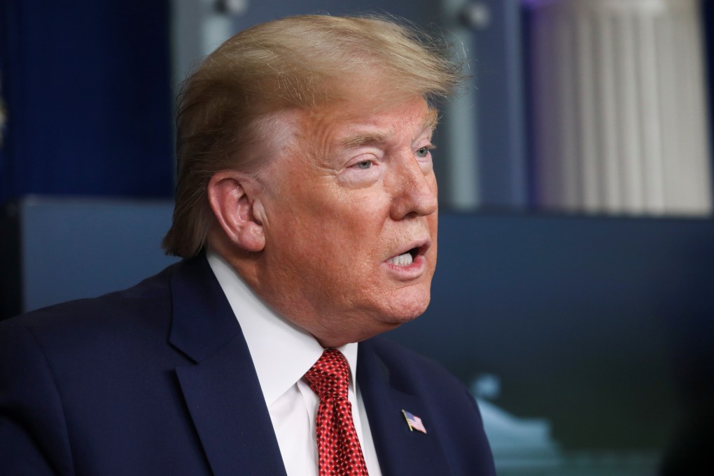 US President Donald Trump at the daily coronavirus task force briefing at the White House in Washington on Thursday. Photo: Reuters