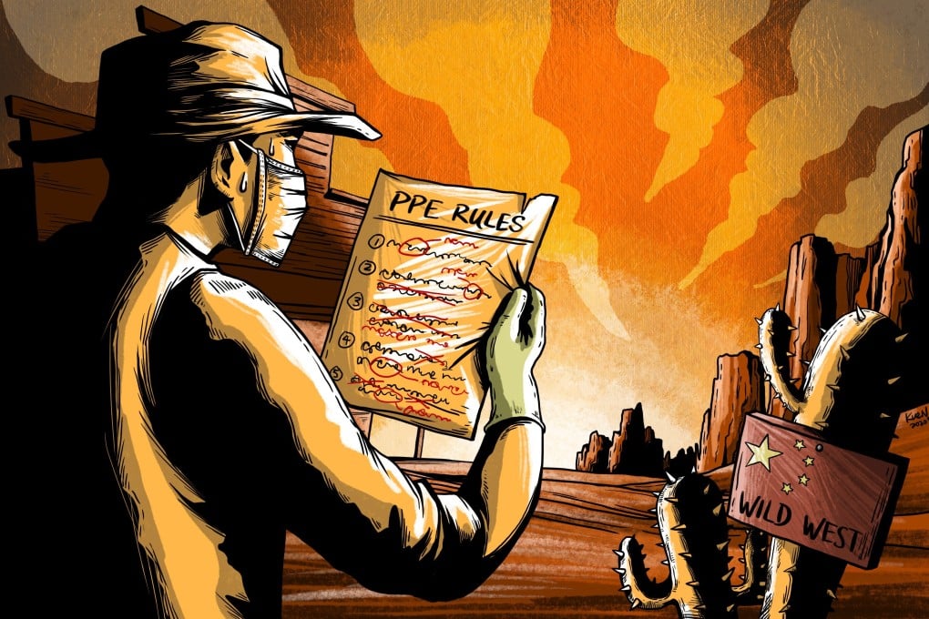 Medical equipment crucial to containing the coronavirus is being sold and resold in China by unscrupulous middlemen looking to turn a profit, observers say. Illustration: Lau Ka-kuen