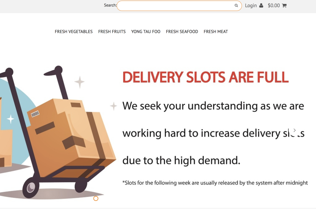 Singapore online grocer PurelyFresh has seen a deluge of orders since the social distancing measures began. Photo: Screengrab