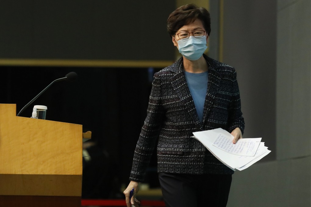 Chief Executive Carrie Lam Cheng Yuet-ngor meets the press at the Central Government Offices, Tamar. Photo: K. Y. Cheng
