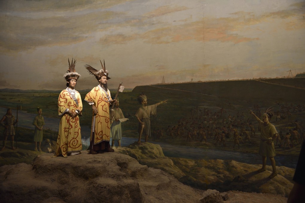 A model of a construction scene at Liangzhu, in Zhejiang province. Photo: Liangzhu Museum