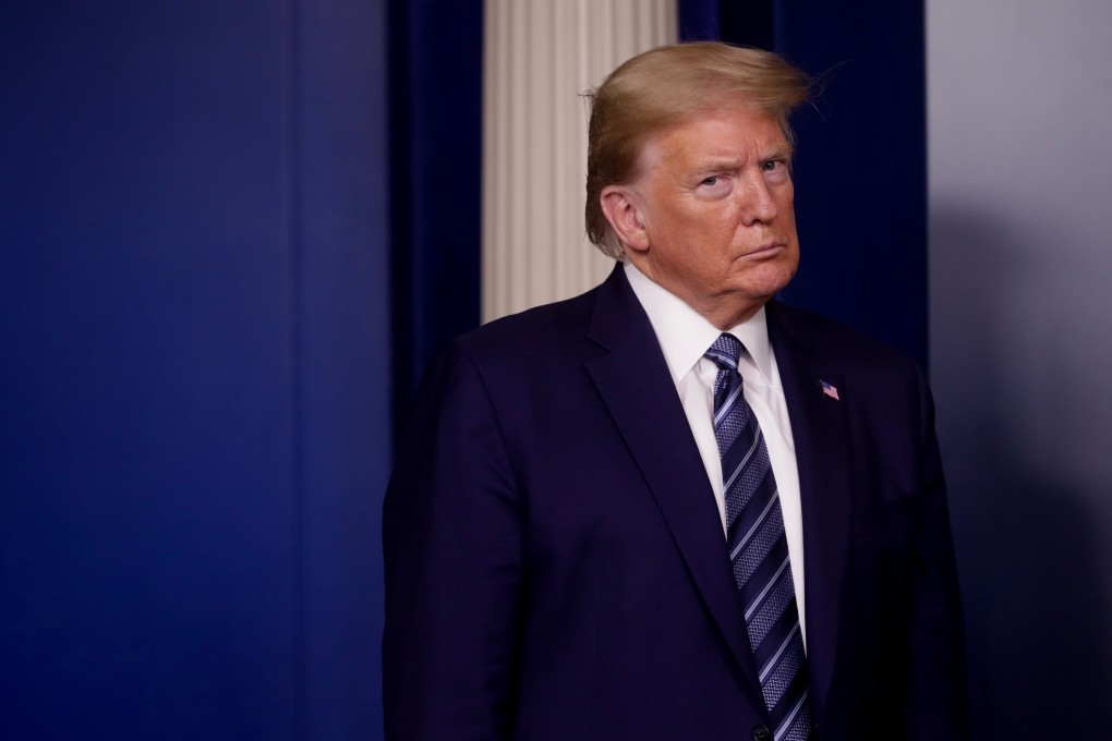US President Donald Trump at a daily coronavirus briefing at the White House. Photo: Reuters