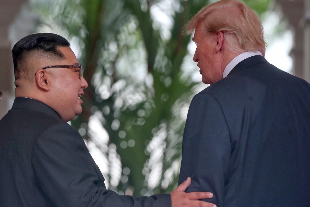 US President Donald Trump (right) meets North Korean leader Kim Jong-un at Sentosa Island in Singapore in June 2018. Photo: dpa