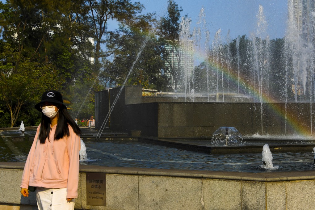 A rainbow at a fountain in the Hong Kong Zoological and Botanical Gardens on April 19. Photo: Winson Wong