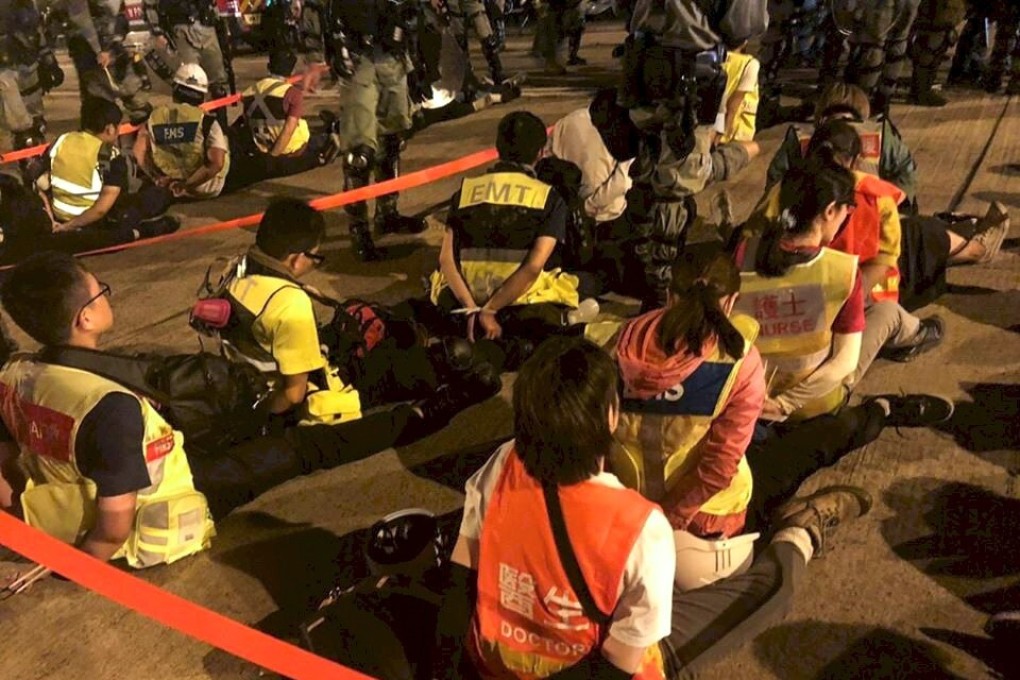 The detention of first aid volunteers at the siege of Polytechnic University in November 2019 was among the cases cited in a letter to Beijing’s UN delegation. Photo: Handout