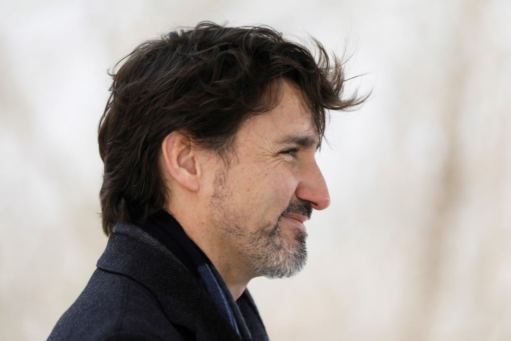 Canadian Prime Minister Justin Trudeau, newly sporting a beard, attends a news conference about the coronavirus on April 16, 2020. Photo: Reuters/Blair Gable