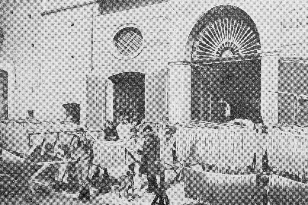 A 19th century pasta factory in Naples, Italy. Food historians trace pasta’s roots to around 1000BC, when ancient Greeks made pasta sheets called laganon – from which the word lasagne comes. Photo: Getty Images/Stockphoto