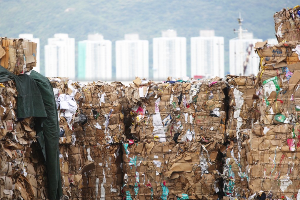 Waste paper stacked at Wing Shun Street in Tsuen Wan, Hong Kong. Photo: Sam Tsang