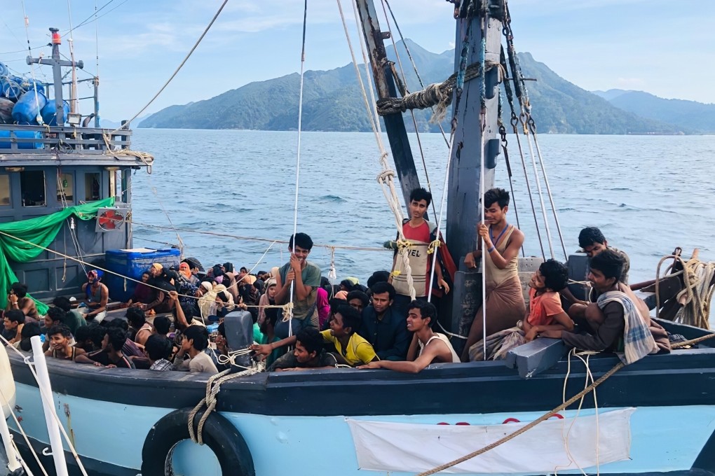 A boat carrying suspected Rohingya migrants was detained in Malaysian territorial waters off the island of Langkawi on April 5. Photo: Malaysian Maritime Enforcement Agency/AP