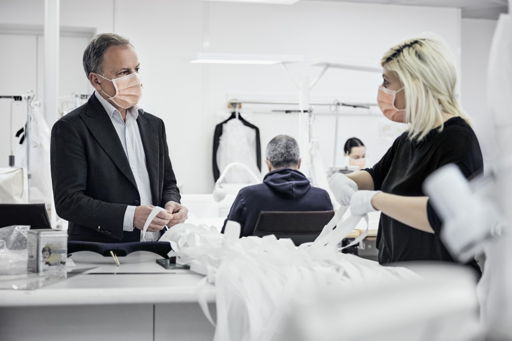 Louis Vuitton CEO Michael Burke at the brand’s Paris atelier, which has been repurposed to make hospital gowns. Photo: Handout