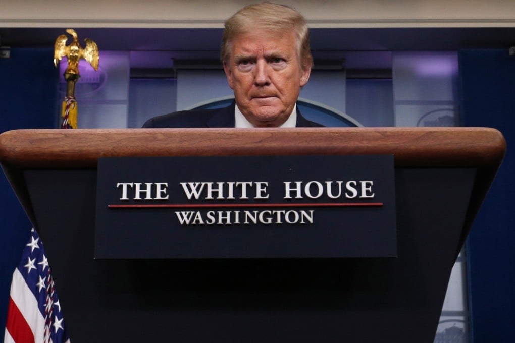 US President Donald Trump leads the daily coronavirus task force briefing at the White House. Photo: Reuters