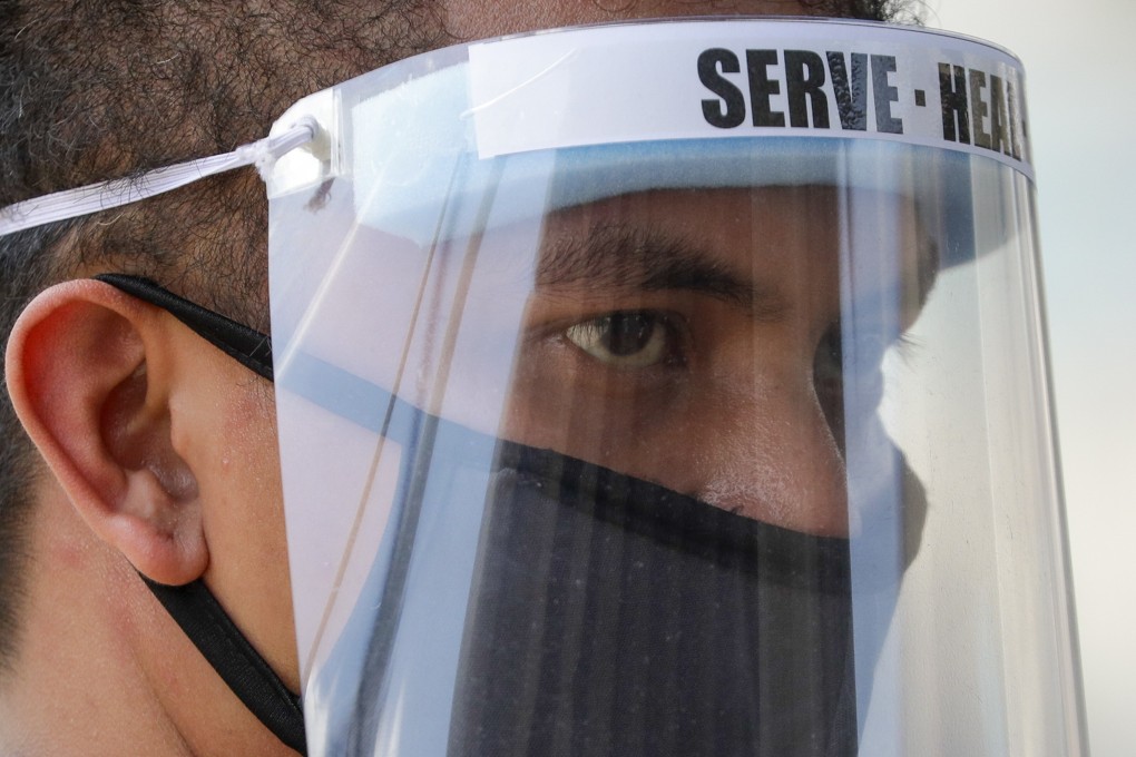 A soldier wears a face shield in the Philippines, as the country deals with a coronavirus outbreak at a prison in Cebu City, its second-largest city. Photo: AP