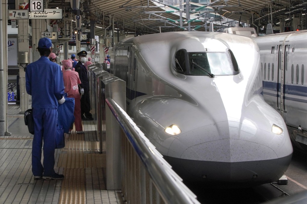 A Tokaido Shinkansen bullet train platform at a Tokyo railway station. Japan has urged people not to travel over the Golden Week holiday, and bullet train trips dropped 85 per cent in the first two weeks of April. Photo: EPA-EFE