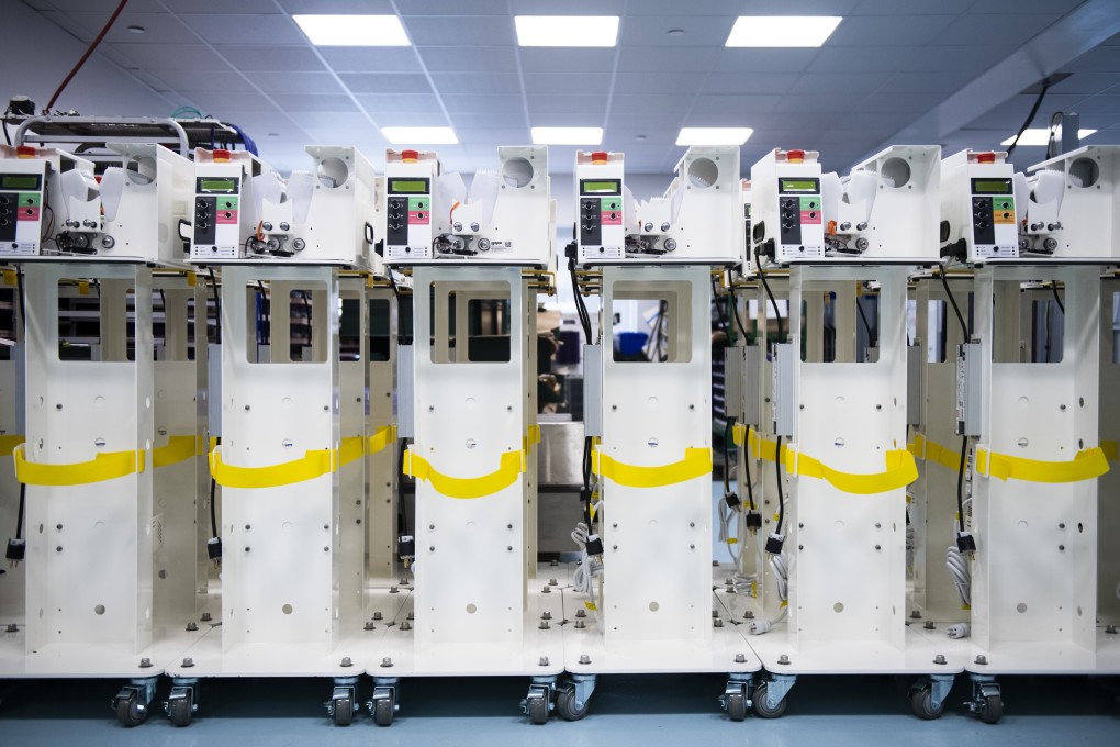 Partly assembled bridge ventilators seen at a factory in New York on Thursday. Photo: Bloomberg