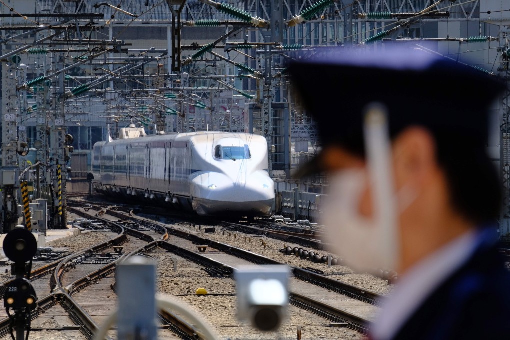 A Shinkansen bullet train arrives at Tokyo Station on Saturday. Photo: AFP