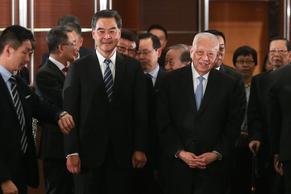 Leung Chun-ying (left) and Tung Chee-hwa are conveners of the Hong Kong Coalition. Photo: Sam Tsang