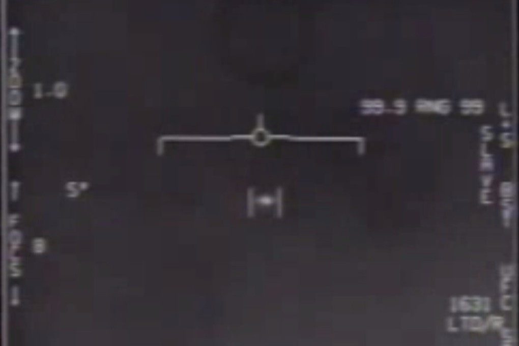 A screen grab from one of the UFO videos released by the Pentagon on Monday. Photo: US Department of Defence