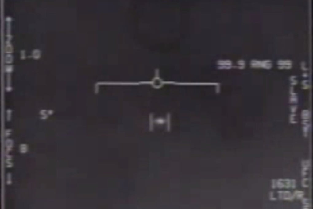 A screen grab from one of the UFO videos released by the Pentagon on Monday. Photo: US Department of Defence