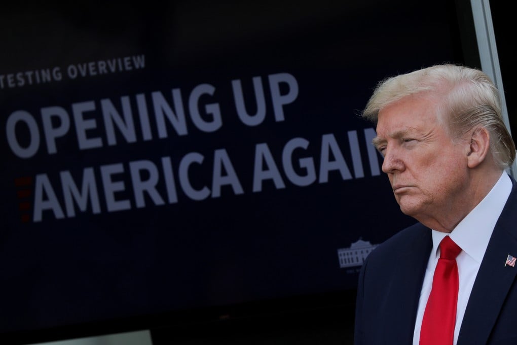 US President Donald Trump at a coronavirus response news conference in the Rose Garden at the White House. Photo: Reuters