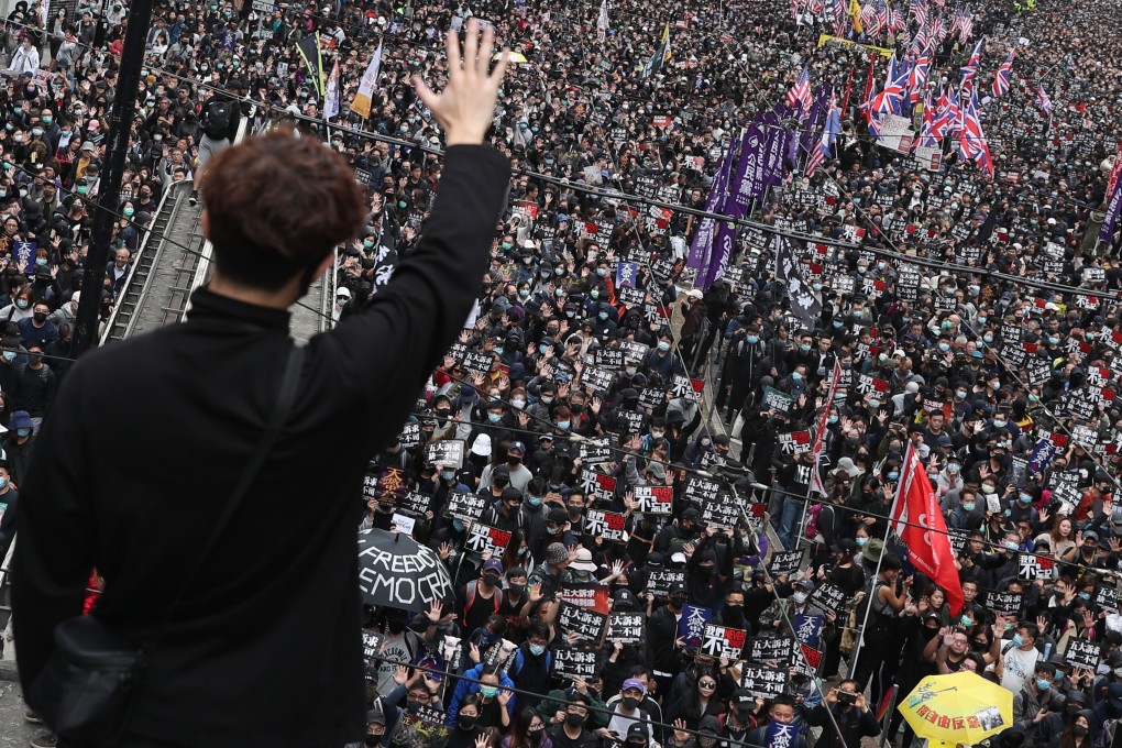 Anti-government protesters at the New Year’s Day march in 2020 organised by the Civil Human Rights Front in Causeway Bay. Photo: Sam Tsang