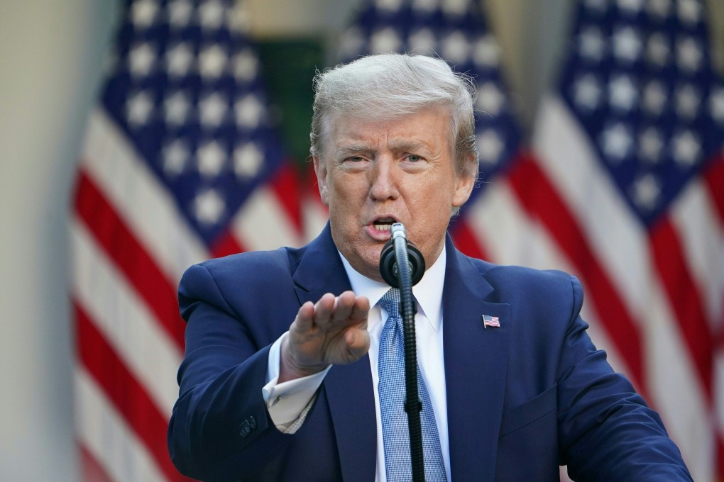 US President Donald Trump speaks during the daily coronavirus briefing at the White House on April 15. Photo: AFP