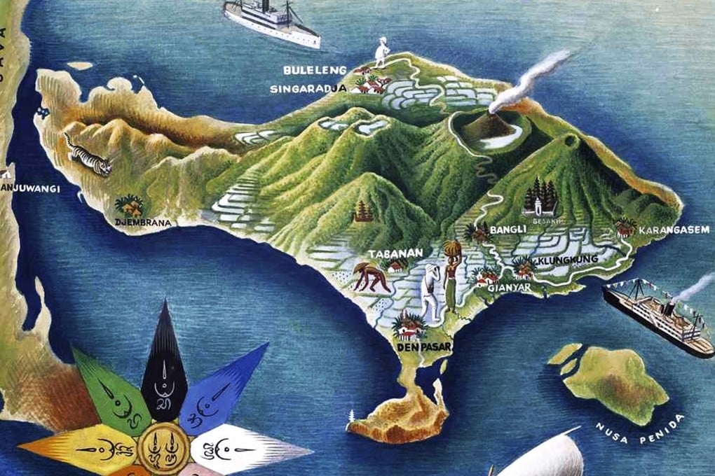 A map of Bali, Indonesia, from the 1930s. Photo: Handout