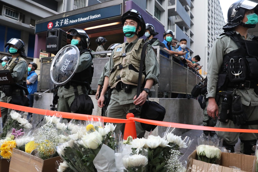 Riot police outside Prince Edward MTR station in Mong Kok on Thursday. Photo: Dickson Lee