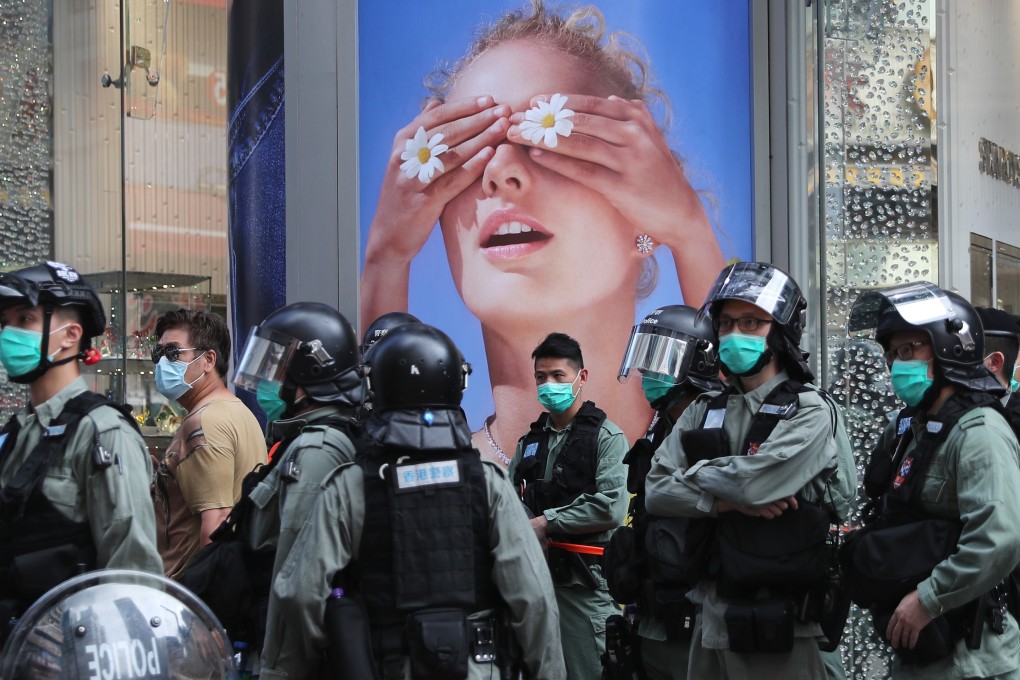 Riot police in Mong Kok on Labour Day. Photo: Sam Tsang