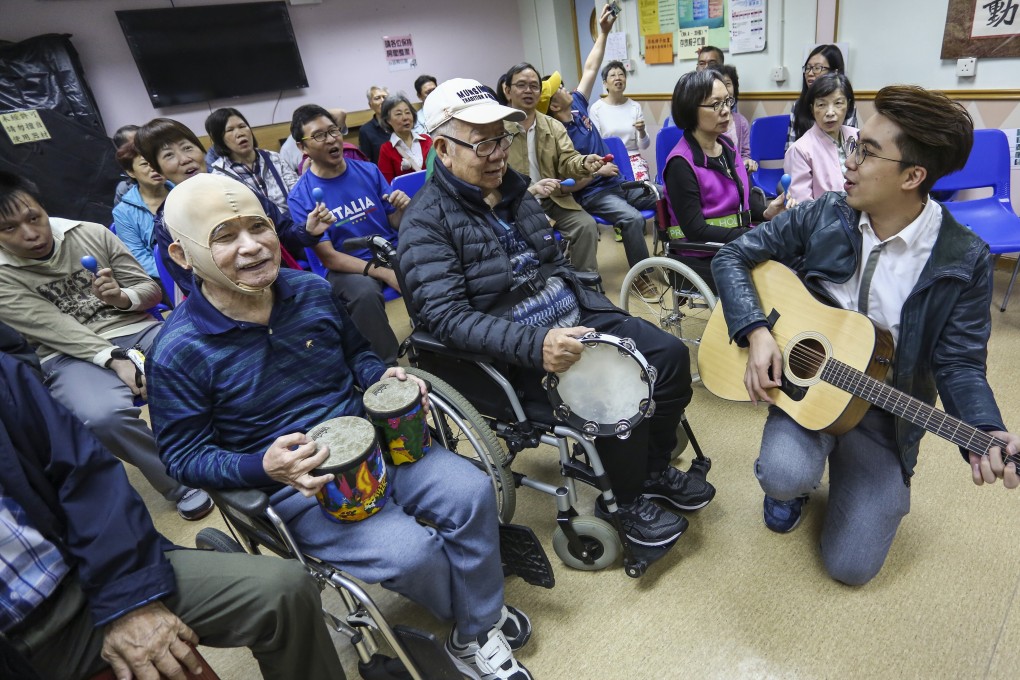 Stroke survivors take part in a musical performance at a rehabilitation centre in Quarry Bay in May 2019. Photo: Jonathan Wong