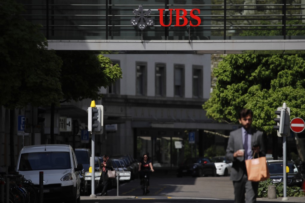 A company logo on a footbridge at the UBS Group headquarters in Zurich, Switzerland. Photo: Bloomberg