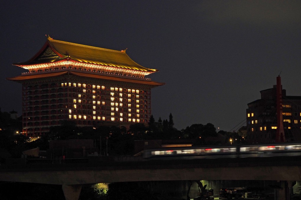 A light display at the Taipei Grand Hotel celebrates the reporting of no coronavirus cases in Taiwan on May 3. Photo: EPA-EFE