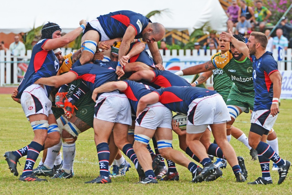 Thomas Lamboley ends up on top of a maul in the clash against the Cook Islands in Rarotonga. Photo: HKRU