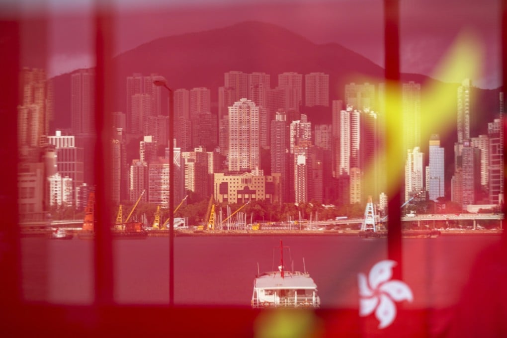 Chinese and Hong Kong flags are displayed as part of preparations for celebrations of the 20th anniversary of the handover of Hong Kong to China, in June 2017. Photo: EPA